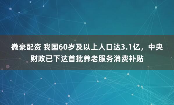 微豪配资 我国60岁及以上人口达3.1亿，中央财政已下达首批养老服务消费补贴
